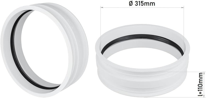 Schachtfutter Ø DN315 Schachtdurchführung Wanddurchführung Deckendurchführung Weiss DN315 (Ø315mm)/L