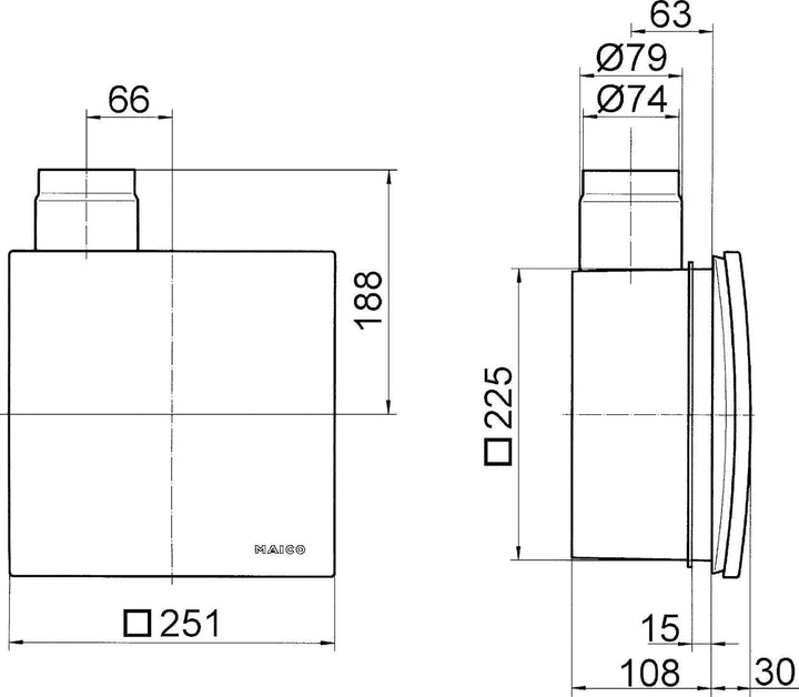 Maico Ventilatoreinsatz ER 60 VZ 15 62 m/h Ventilator für innenliegende Bäder und Küchen 40127998410