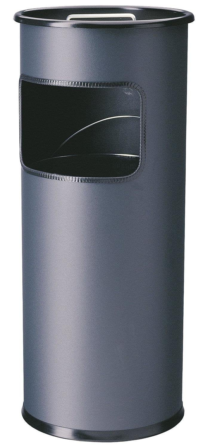 Durable Papierkorb Metall mit Ascher rund, anthrazit, 333058 anthrazit rund, anthrazit rund