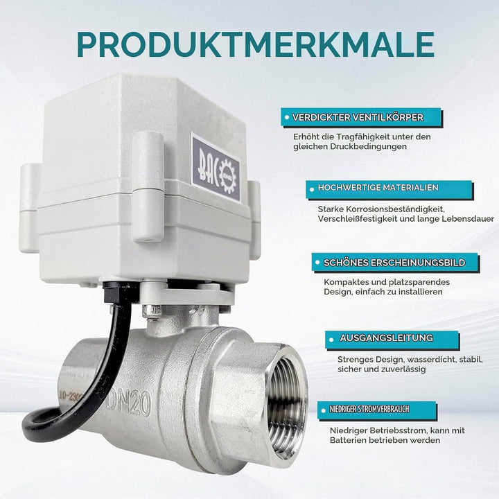BACOENG AC110/230V 2 Wege 1" Edelstahl Motorkugelhahn Elektrische Zonenventil mit Stecker NC 1" Edes