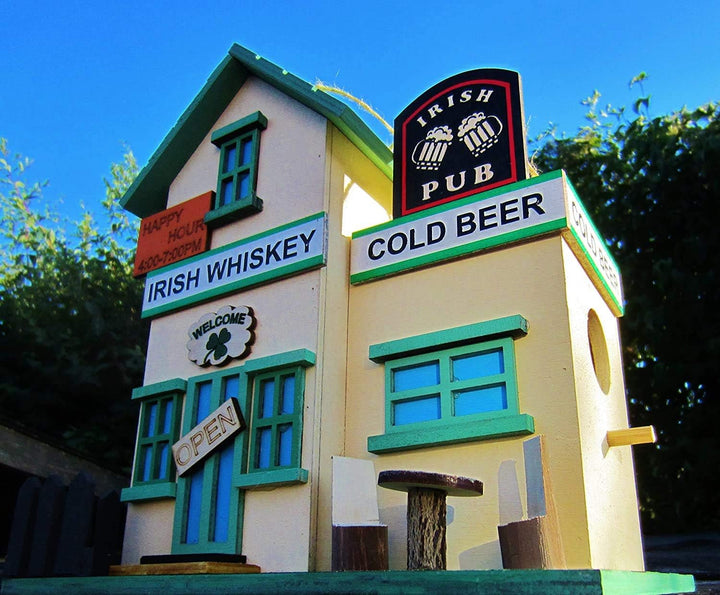 Vogelhaus, Nistkasten, `Irish Pub` Vogelhaus zum Aufhängen, für Singvögel wie Spatzen, Meisen, Handa