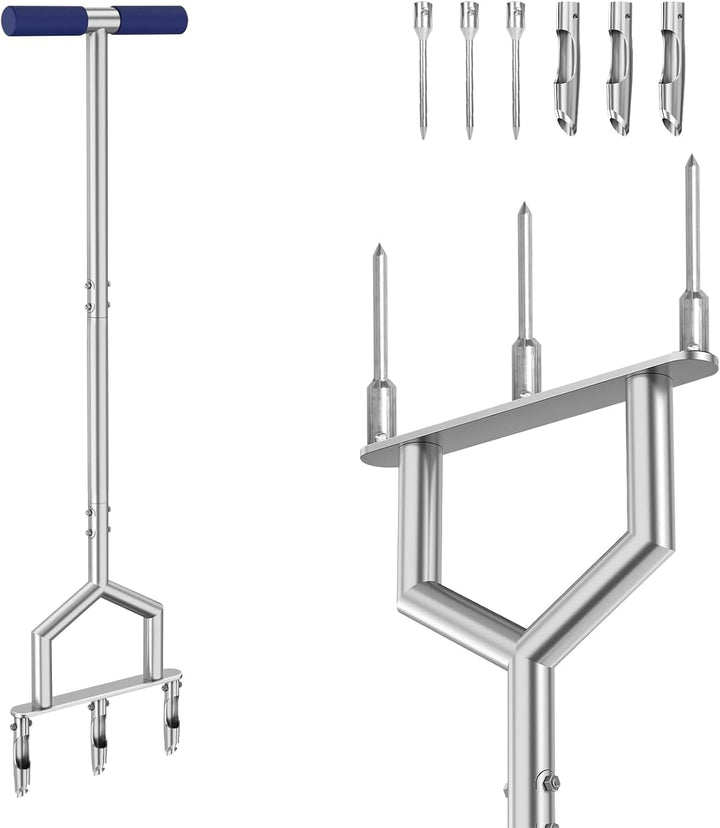 Manueller Kern Rasenbelüfter Werkzeug, 2-in-1 Rasenentkernbelüfter & Rasenbelüfter Spikes, mit 3 aus