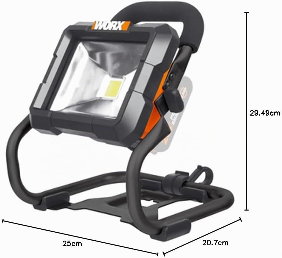 WORX WX026.9 LED Akku Arbeitsleuchte 20V – 360 Grad schwenkbarer Baustrahler - mit LED Licht für die