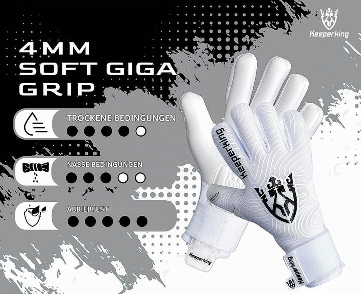 Keeperking Torwarthandschuhe für Erwachsene Fussballhandschuhe Herren Innennaht Profi Premier Grip 4