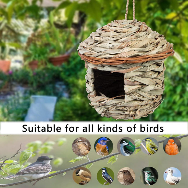 Vogelnest Gras, 2 Stück Gras Bird Nest, Handgewebte Vogelhäuser, Verschleissfest Hängender Vogelnest