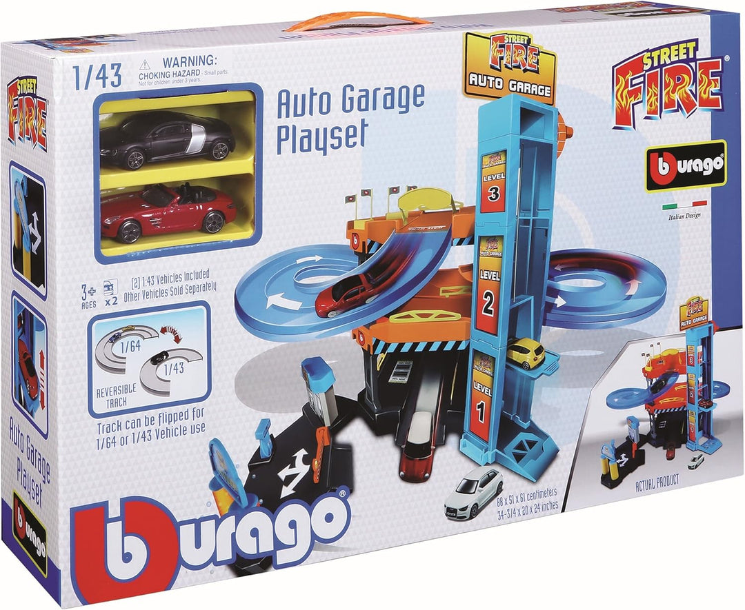 Bburago 15630361 - Playset Autogarage inklusive 2 Autos
