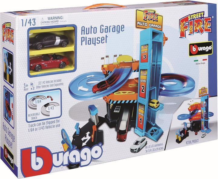 Bburago 15630361 - Playset Autogarage inklusive 2 Autos