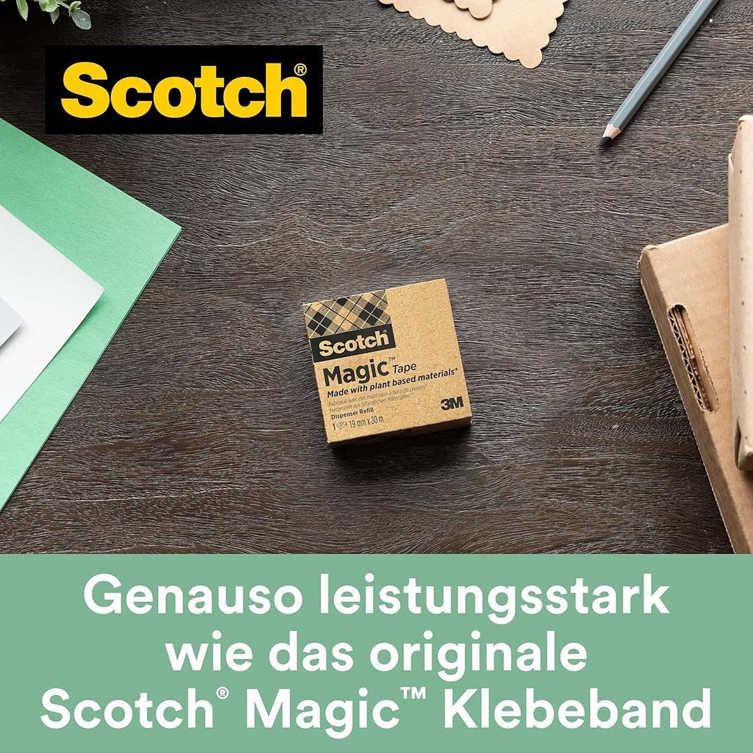 Scotch Abroller, Schwarz inkl. 3 Rollen Scotch Magic Klebeband A Greener Choice - mit Pflanzlichem K