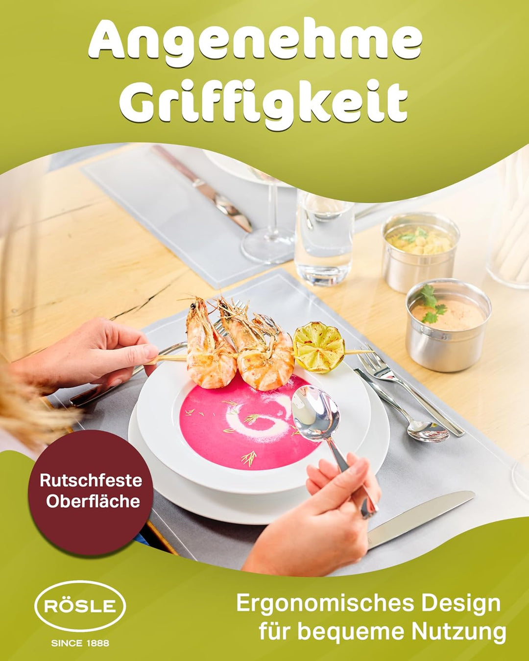 RÖSLE ELEGANCE Besteck 30-teilig, Hochwertiges Essbesteckset für 6 Personen aus Edelstahl 18/10, Kli