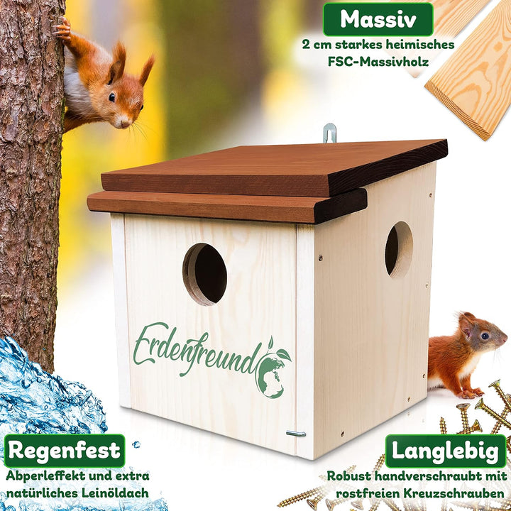 Erdenfreund Eichhörnchenhaus | Eichhörnchennisthaus Kobel pfälzisches FSC-zertifiziertes Holz unbeha