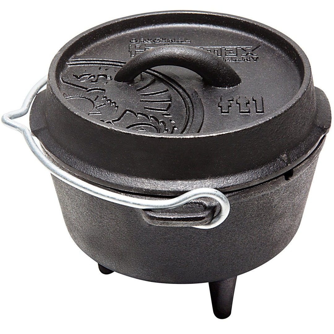 Feuertopf ft1 aus Gusseisen in schwarz Deckel auch als Pfanne nutzbar • Dutch Oven Schmortopf Grill