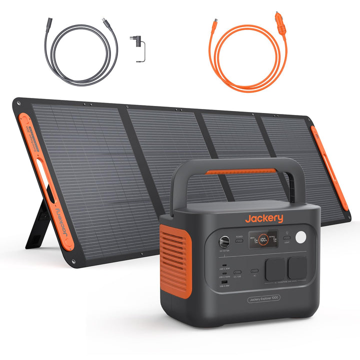 Jackery Explorer 1000 v2 Solargenerator Set, 1070Wh E1000 v2 LiFePO4 Powerstation mit 200W Solarpane