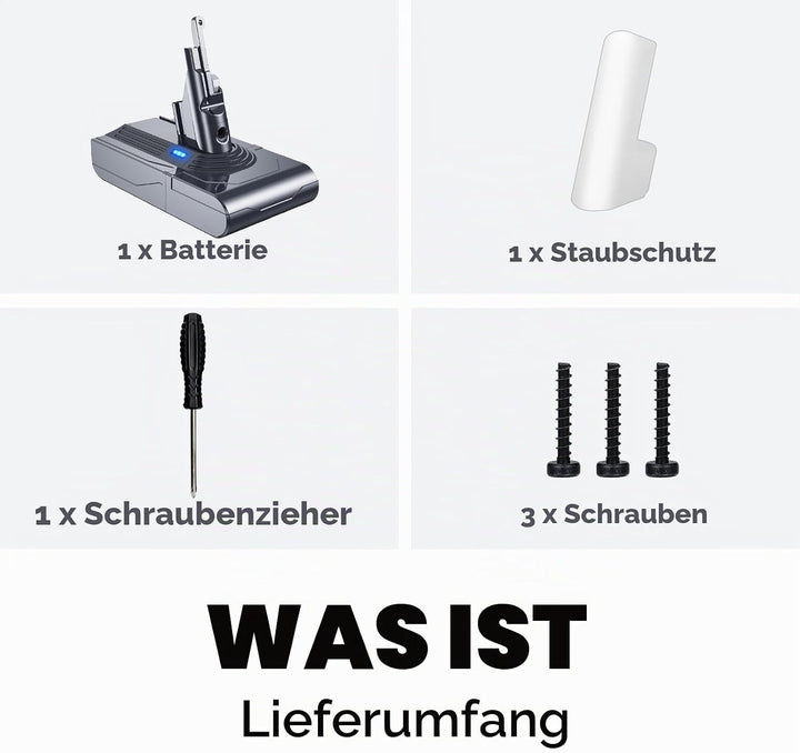 6000mAh Ersatzakku für Dyson V8 Absolute Animal Fluffy Motorhead SV10 V8 6.0Ah, V8 6.0Ah