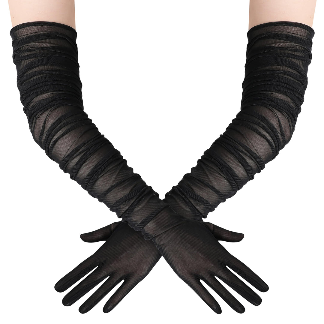 BABEYOND Lange Handschuhe für Damen - Weiches Stretch-Mesh-Tüll, Elegante Opernhandschuhe für Hochze