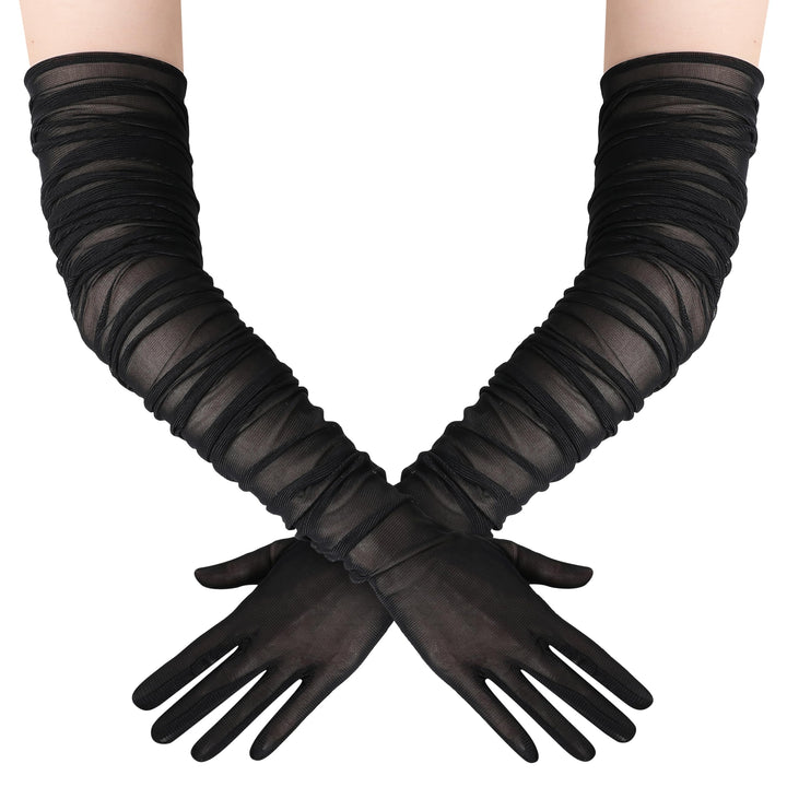 BABEYOND Lange Handschuhe für Damen - Weiches Stretch-Mesh-Tüll, Elegante Opernhandschuhe für Hochze
