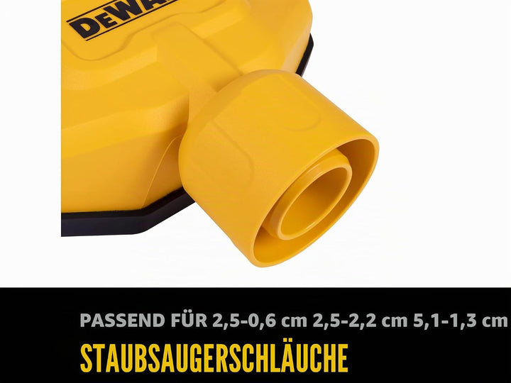 DEWALT DXVA00-1500E Staubsammler hat EIN Trichterdesign für maximale Schmutzaufnahme.Eine Gummidicht