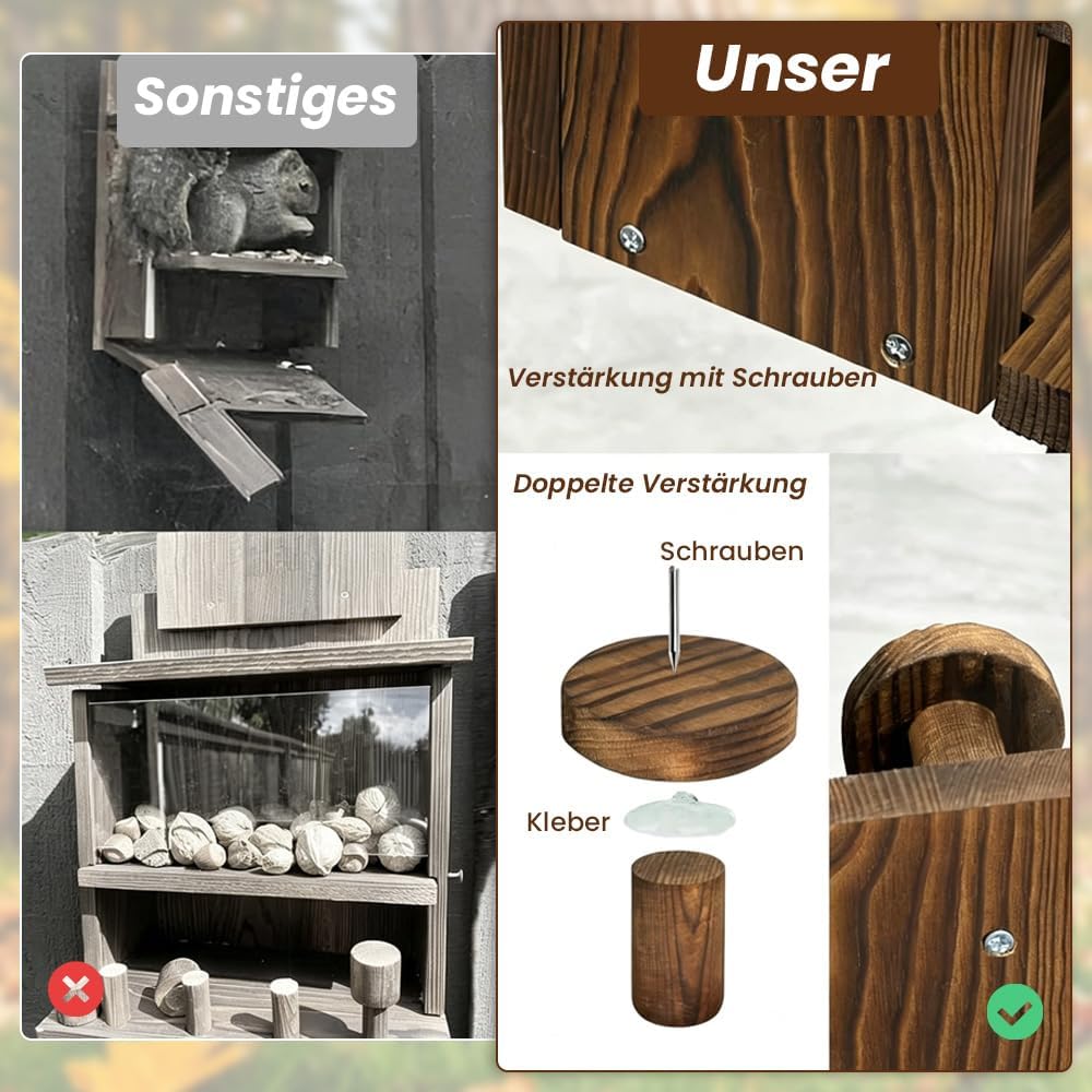 Eichhörnchen Futterhaus aus Holz, Futterstationen für Eichh-örnchen, Futterhaus Eichhör-Nchen Wetter