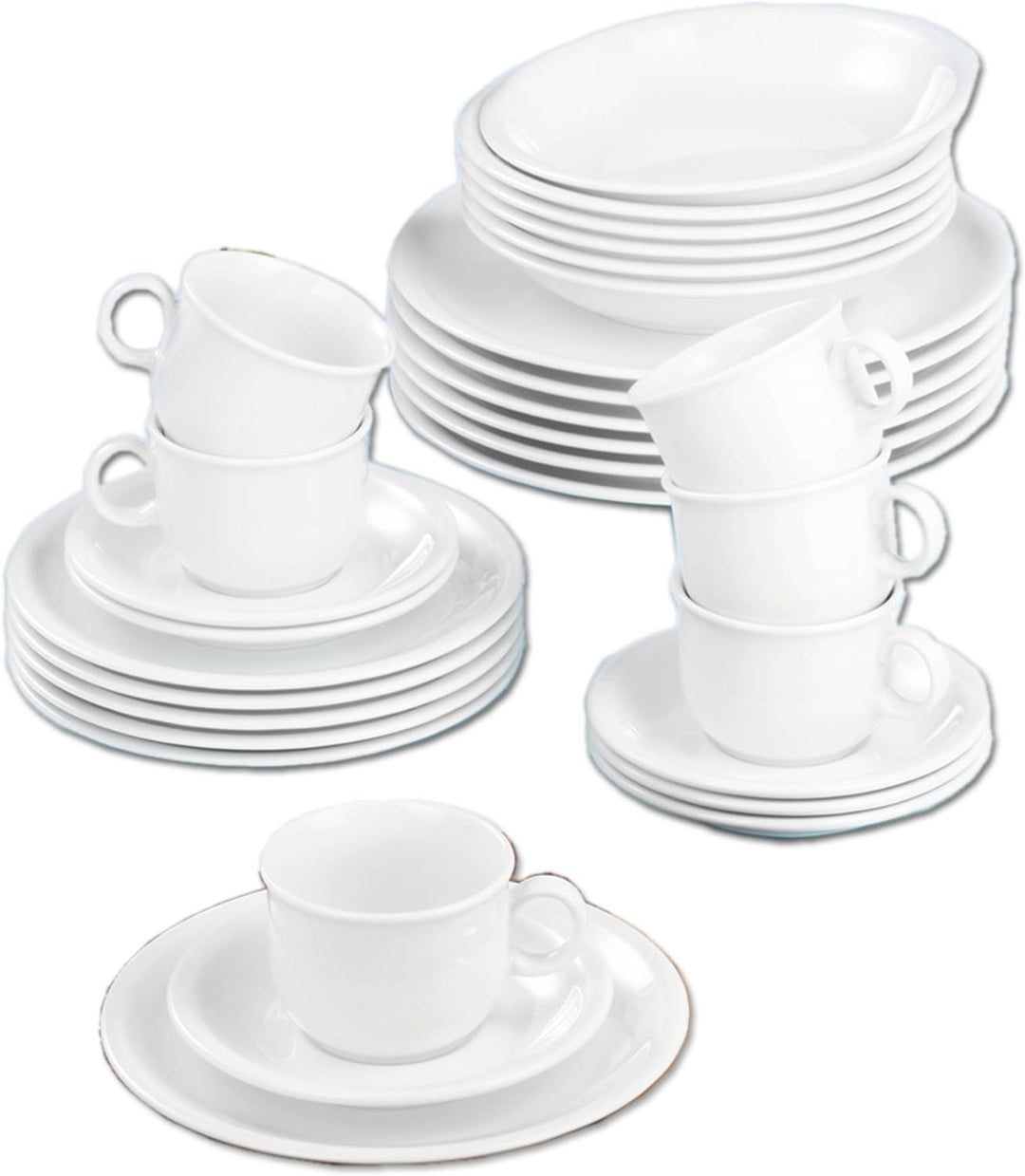 Seltmann Weiden 001.716175 Compact Weiss Kombiservice 30-teilig, Weiss/Uni