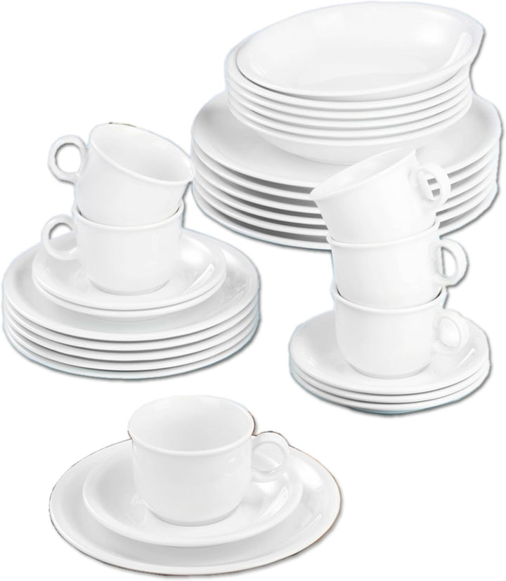 Seltmann Weiden 001.716175 Compact Weiss Kombiservice 30-teilig, Weiss/Uni