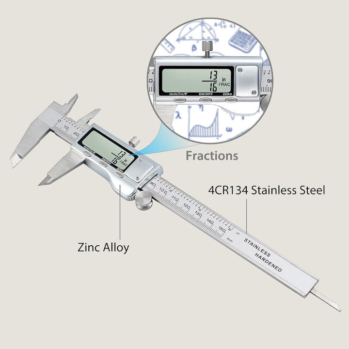 Neoteck Digitaler Messschieber 150 mm aus Edelstahl, Messschieber, Messschieber, für Länge, Breite,