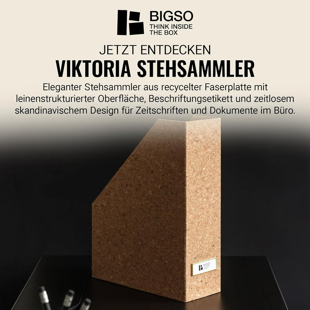 BIGSO VIKTORIA Stehsammler – Aufbewahrungsbox mit Beschriftungsetikett – Schreibtischablage für Akte