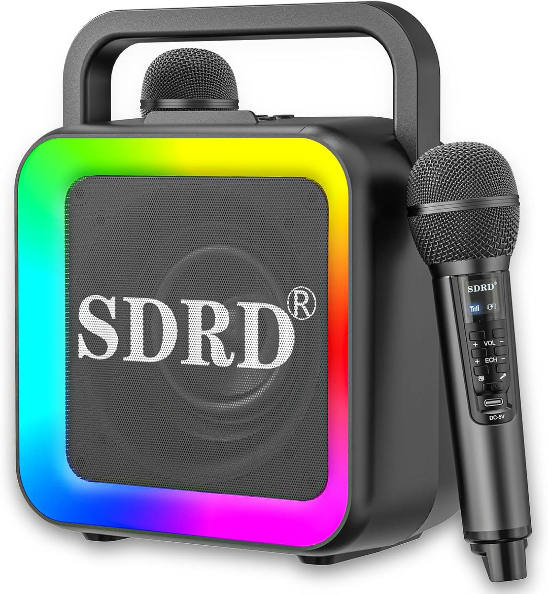Karaoke-Maschine mit zwei drahtlosen Mikrofonen, tragbarer Bluetooth-Lautsprecher für Erwachsene und