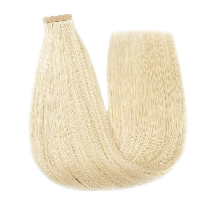 HotLulana Tape Extensions Echthaar Platinblond(#60) Extensions Echthaar 14zoll/35cm 40Pcs 80g Invisi