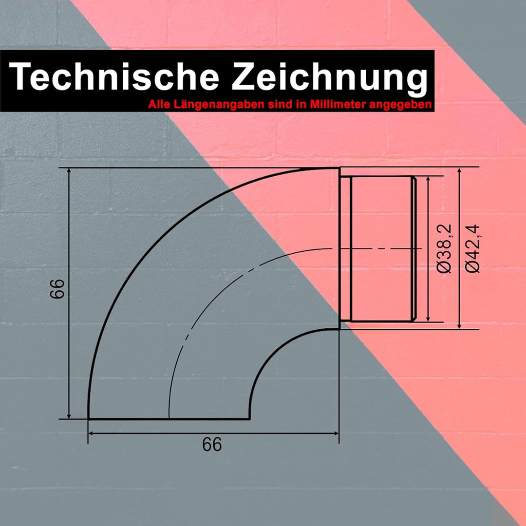 PRIOstahl Endbogen Handlauf Endstück x 4 Stück 42,4mm 90 Grad zum Stecken und Kleben Bogen Rohrabsch
