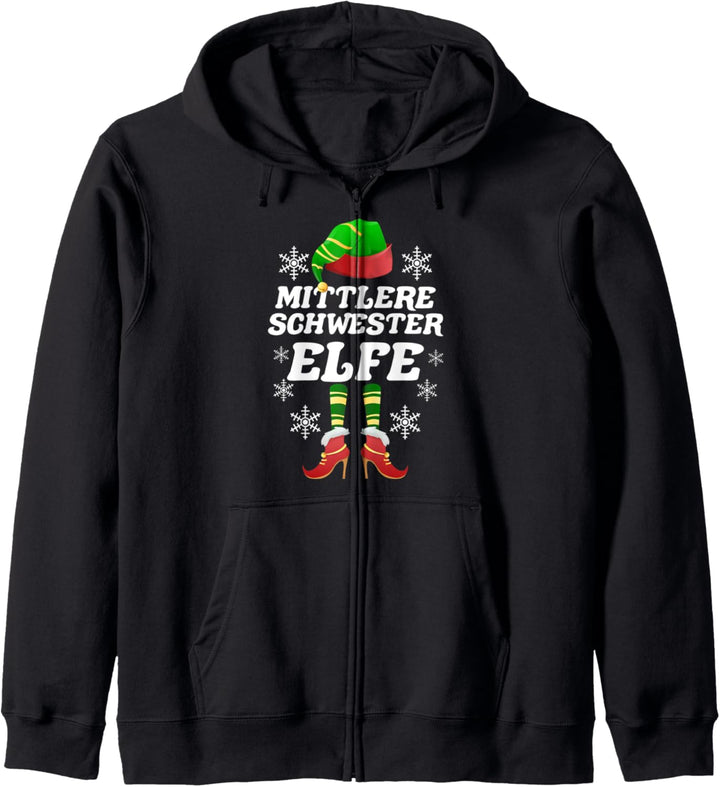 Mittlere Schwester Elfe Weihnachten Weihnachtself Kapuzenjacke