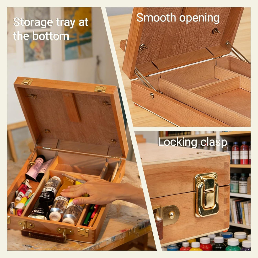 Tischstaffelei, Premium-Holz-Sketchbox-Staffelei, Kofferstaffelei, Staffelei kinder Erwachsene, Küns