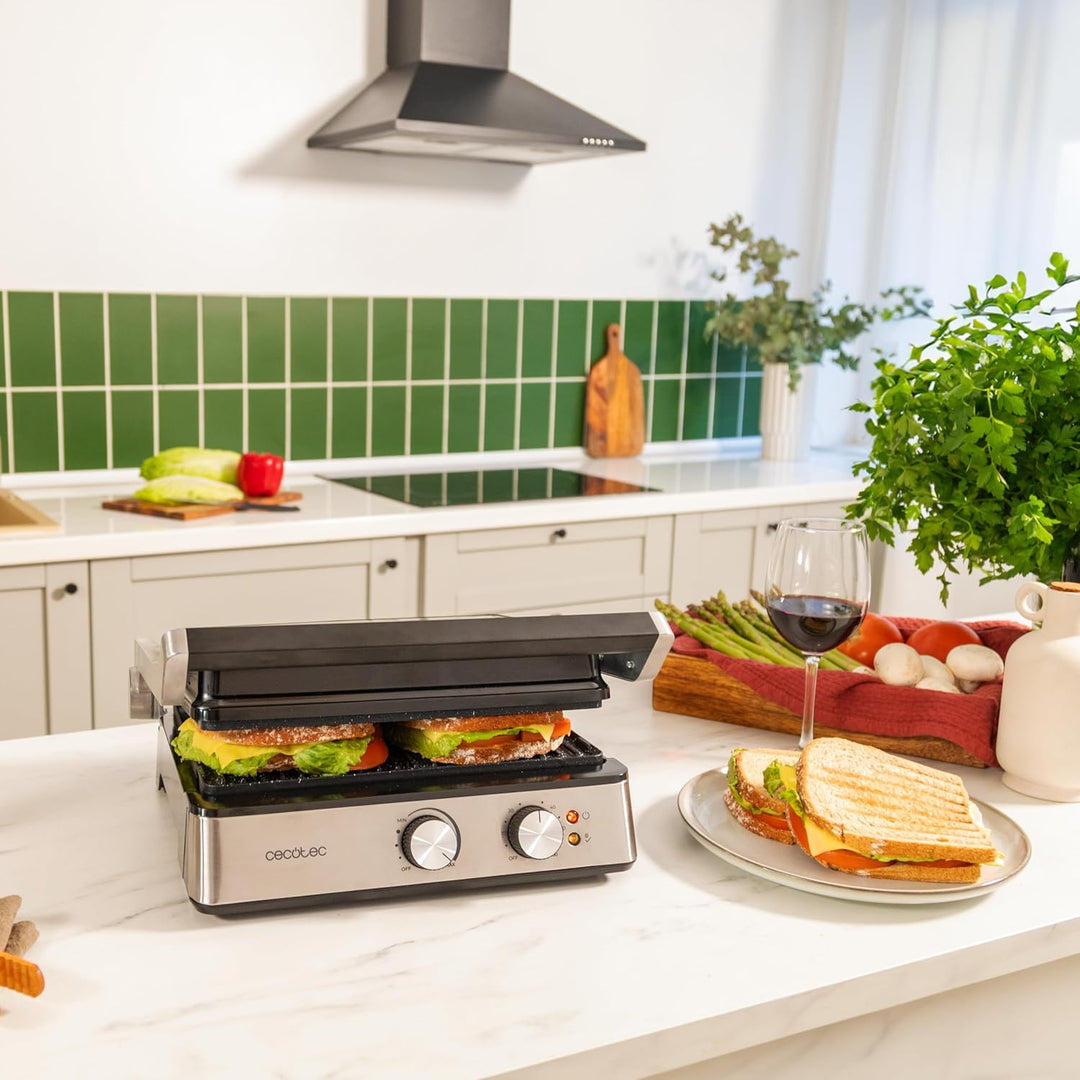 Cecotec Elektrischer Grill Rock'nGrill Blaze, 2400W, RockStone-Beschichtung, Leichte Reinigung, 180°