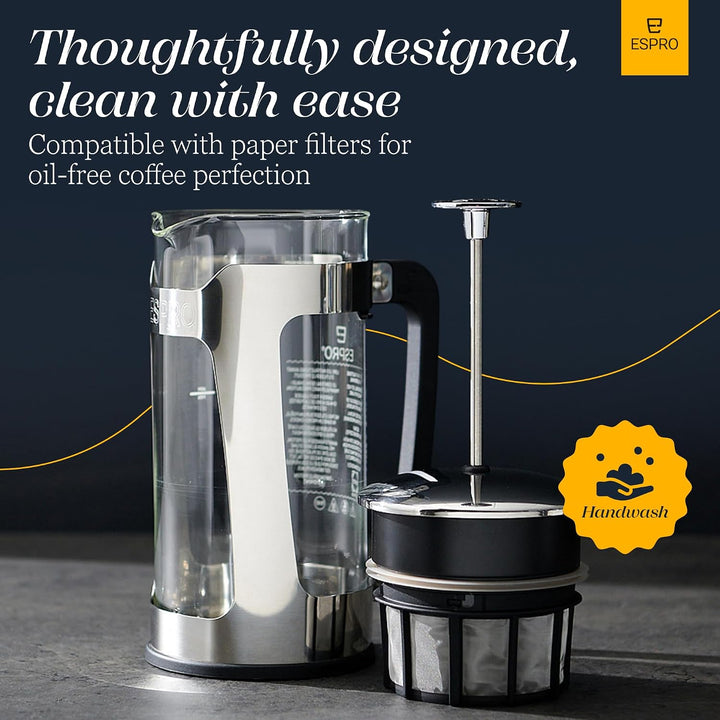 ESPRO – P5 French Press – Kaffee- und Teezubereiter mit doppeltem Mikrofilter, körnungsfreies und bi