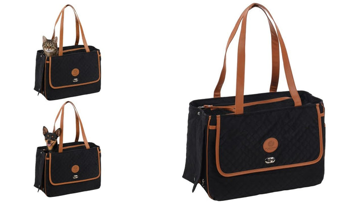 Hundetasche - Tragetasche Noenie Schwarz – 41x20x28cm – Polyester – Öffnungen Oben/seitlich – Belüft