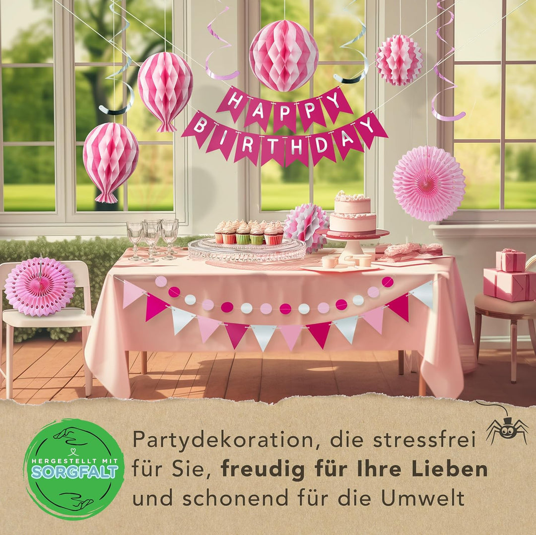 Premium Wiederverwendbare Geburtstagsdeko Rosa - Deko Geburtstag Mädchen Frau - Klettbefestigungen -
