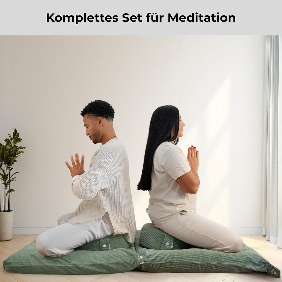 INNER PEACE Meditationskissen Set Cord XL Premium | Rundes Meditationskissen & Zabuton Meditationsma