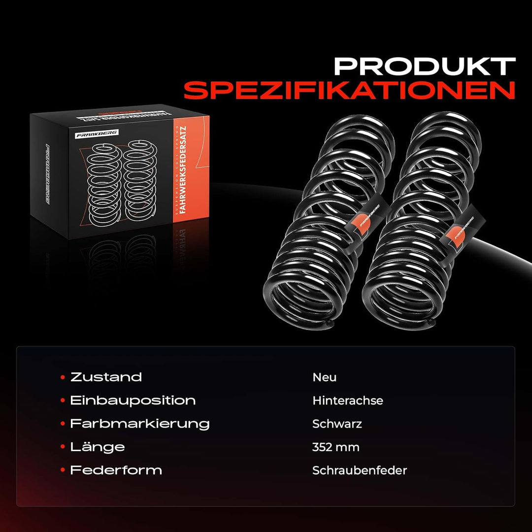 Frankberg 2x Federn Fahrwerksfeder Hinterachse Kompatibel mit 5er E34 518 520 524 525 530 535 540 19
