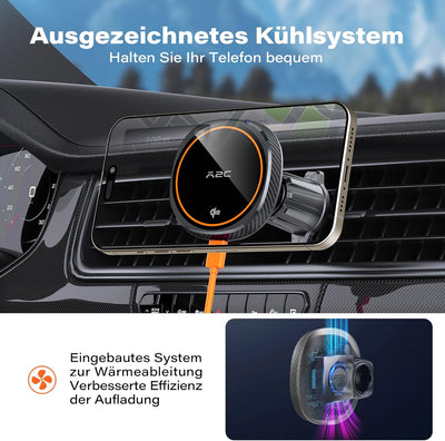 APPS2Car 15W Magnetisches Handyhalterung Auto mit Ladefunktion, Kompatibel mit MagSafe Handyhalterun