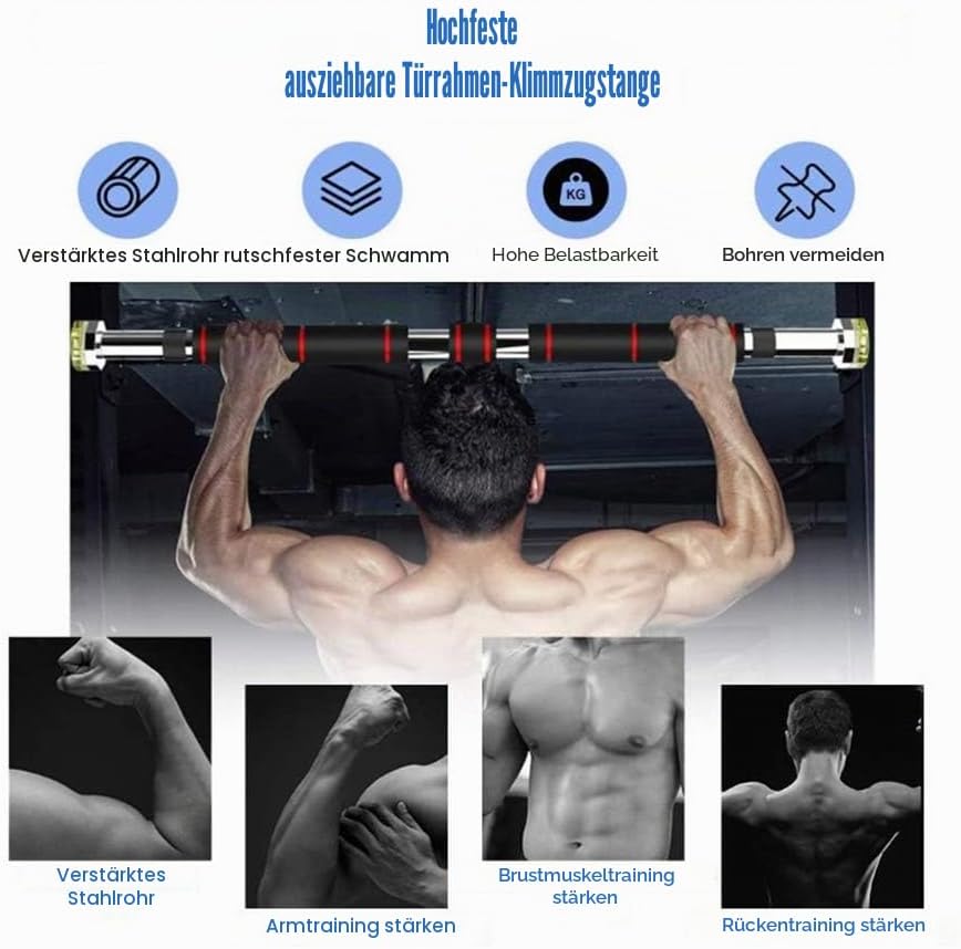 Klimmzugstange Tür | 80-130 cm | 150 kg | Türreck | Turnstange | Krafttraining | Pull Up Bar | Arm |