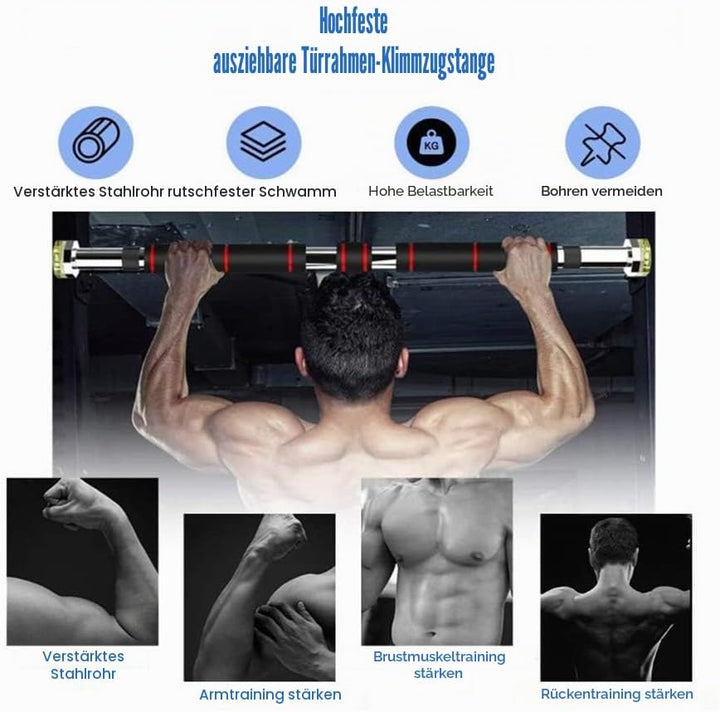 Klimmzugstange Tür | 80-130 cm | 150 kg | Türreck | Turnstange | Krafttraining | Pull Up Bar | Arm |
