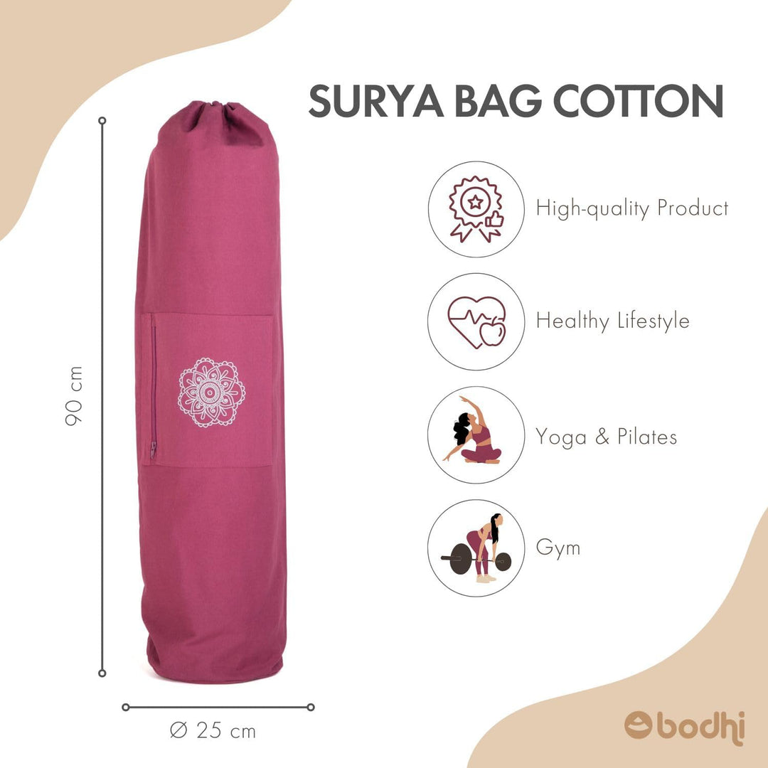 Bodhi SURYA BAG COTTON | Yogatasche gross für Schurwollmatten & Yogamatten | Tasche aus 100% Baumwol