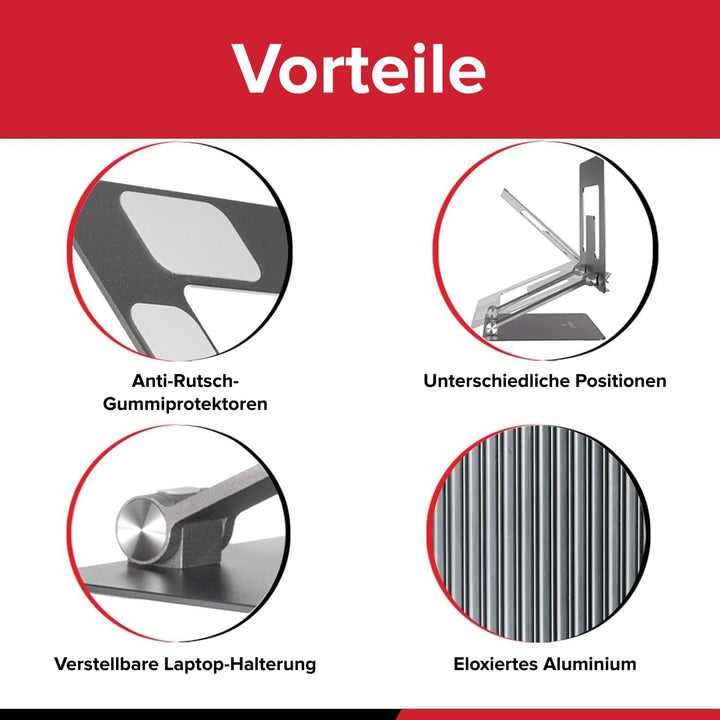 LYNXER Laptop Ständer Höhenverstellbar, Faltbarer Laptop Stand, ergonomischer und belüfteter Möbel f