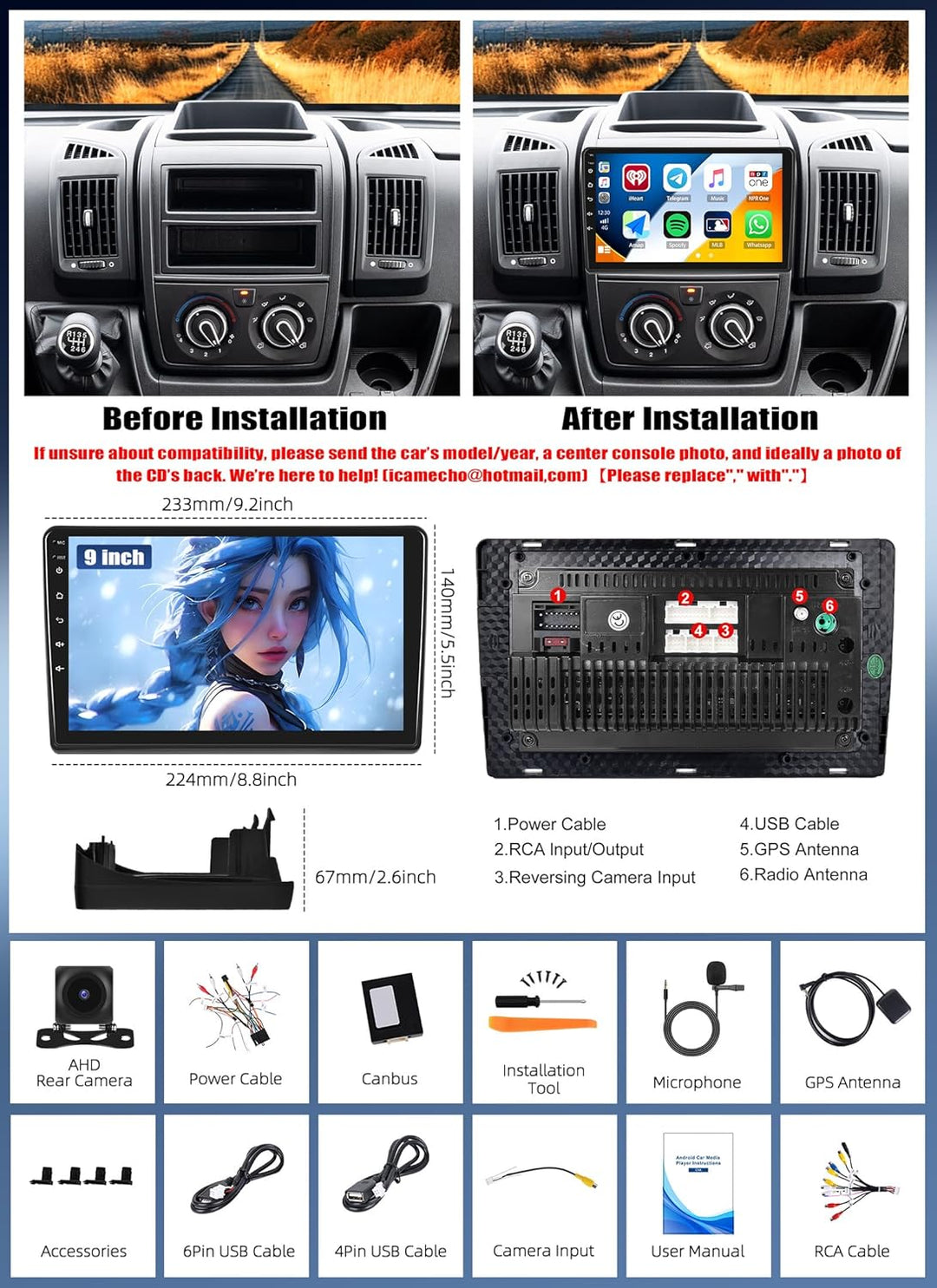 CAMECHO 6G+128G 8 Core Android 15 Autoradio für FIAT Ducato 3/Peugeot Boxer 2/Citroen Jumper 2 mit N