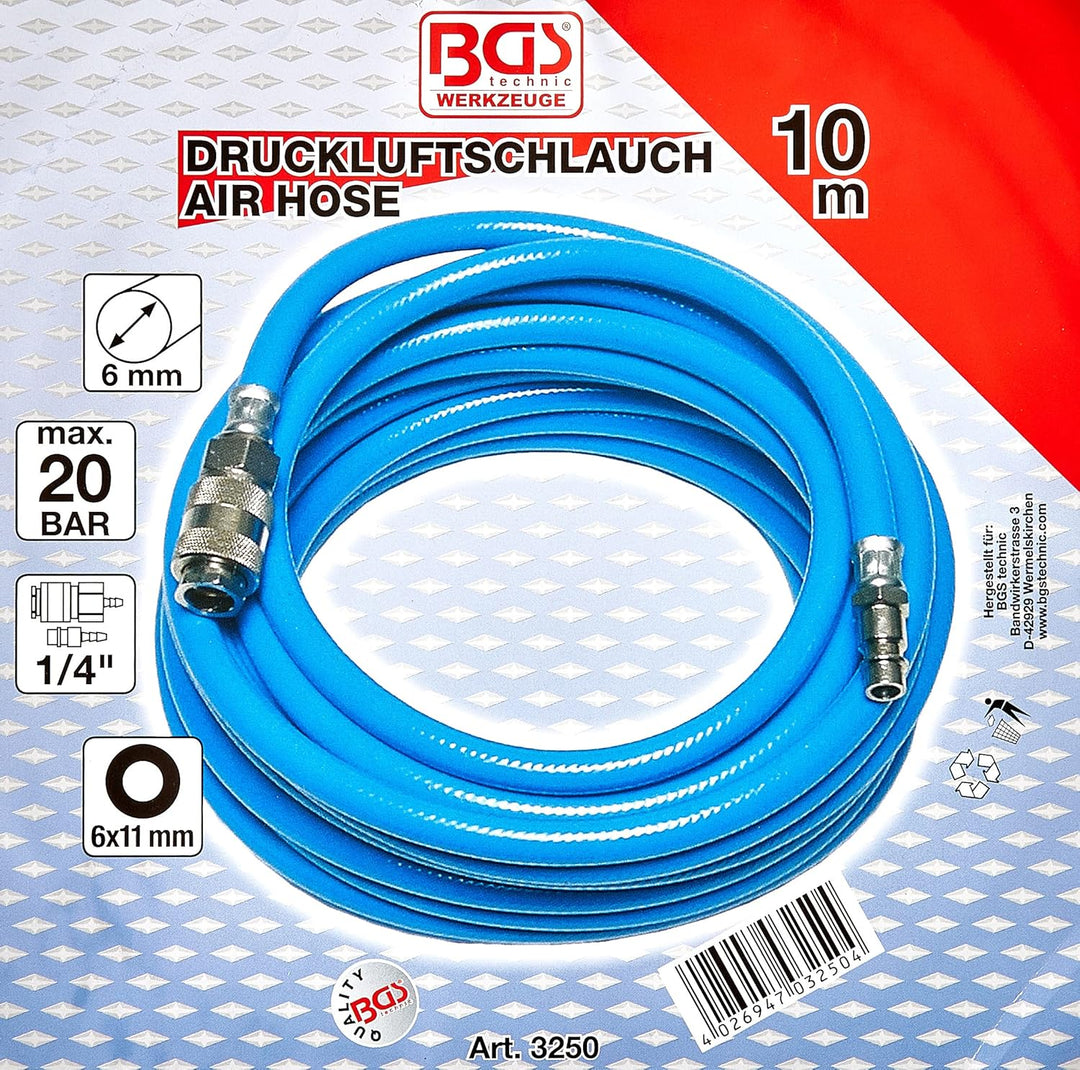 ABAC Geräuscharmer Tragbarer Luftkompressor EASE-AIR 6 & BGS 3250 Druckluftschlauch, 10 m, Innendurc