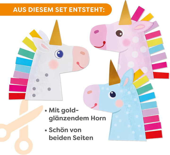 HABA Sachenmacher Bastelset Einhörner im 2er Bundle – Erstes Schneiden & Falten für Kinder ab 3 Jahr