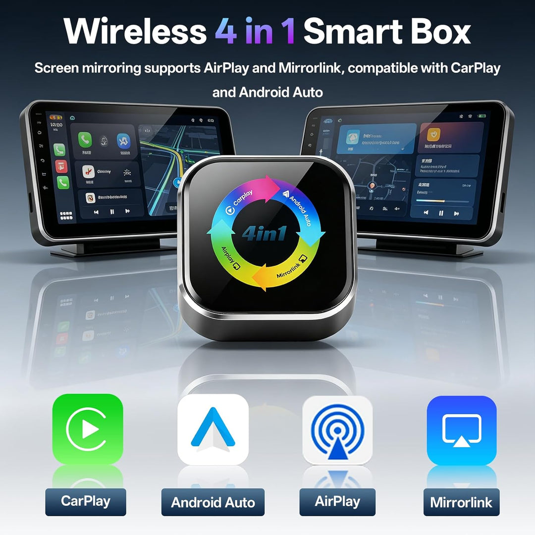 2026 4-in-1 Wireless CarPlay Adapter – Kabelgebunden zu Kabellos für CarPlay & Android Auto, 2.4+5.0