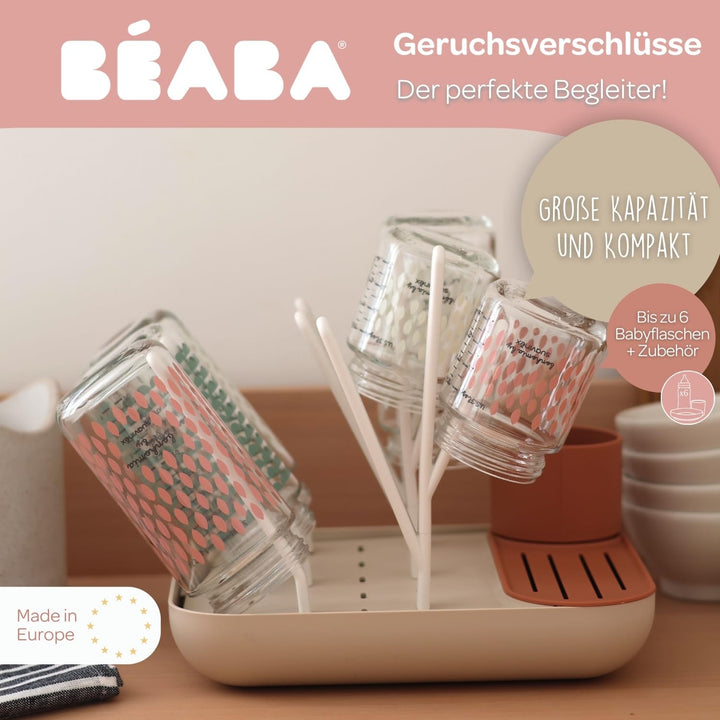 BÉABA, Abtropfgestell Babyflaschen, Grosses Fassungsvermögen, Modular, Bis zu 6 Flaschen und Kinderg