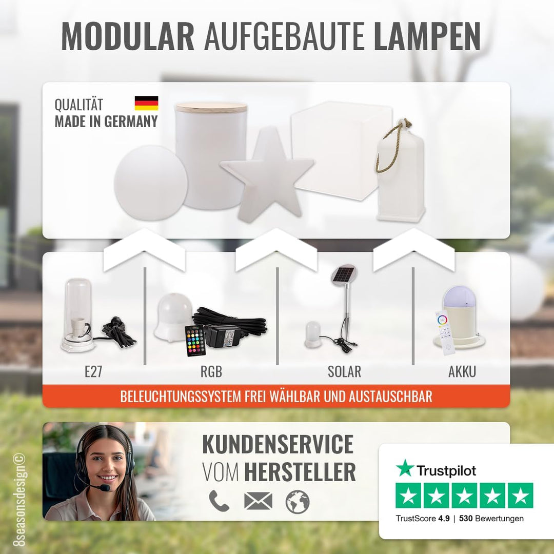 Light Life Leuchtobjekt Lampe "Grey" 60 cm (Solar) Indoor & Outdoor Grau, Grau