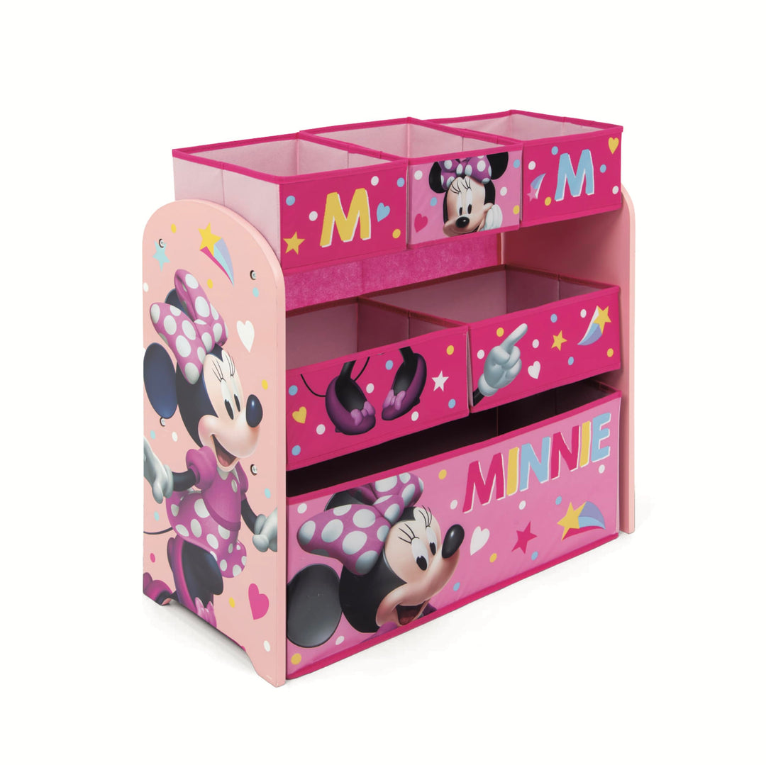 ARDITEX – Organizer aus Holz mit 6 Textilboxen mit Minnie-Mouse-Motiv von Disney – 62x30x60cm – Farb