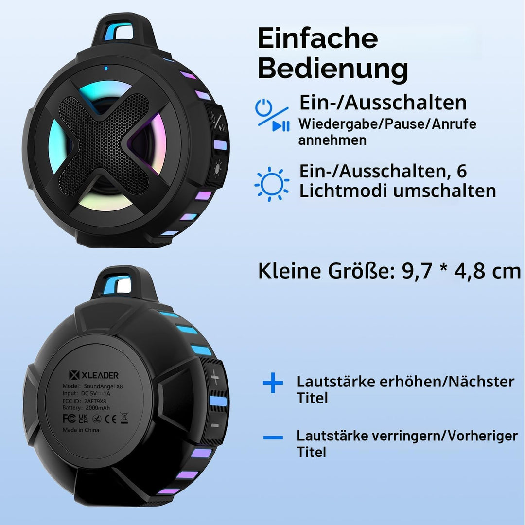 Verbessert, Pro Fahrrad Lautsprecher, mit Lenkermontage, Bluetooth V5.4, IPX7 wasserdicht, Silikonko