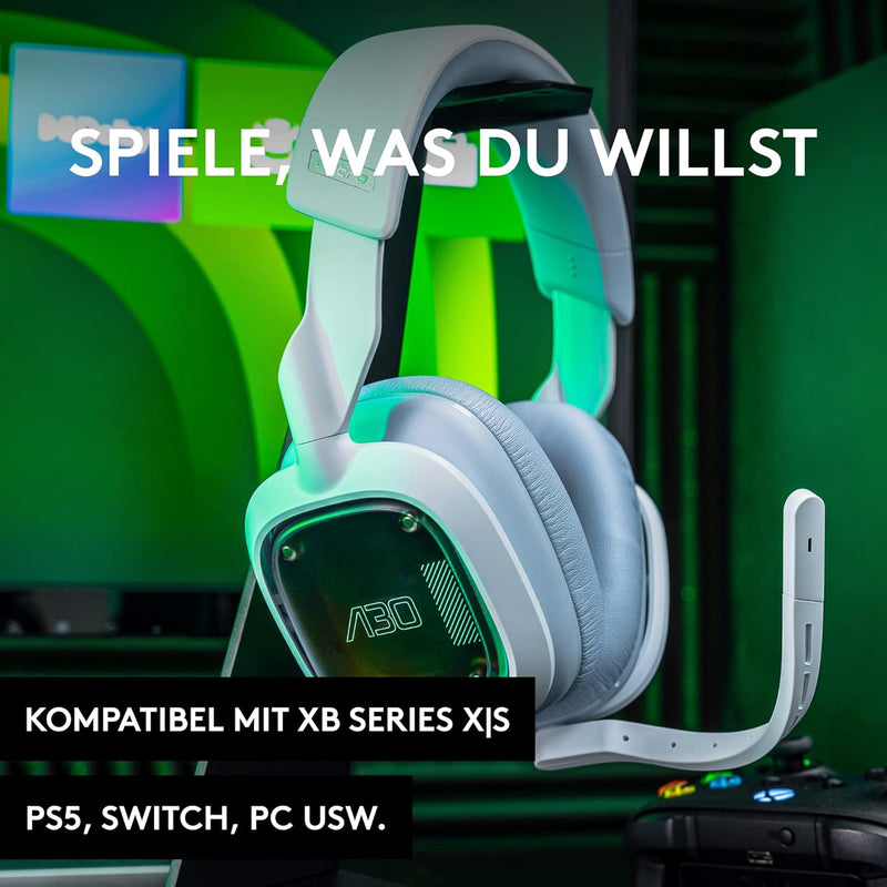 Logitech G Astro A30 Lightspeed Kabelloses Gaming-Headset A30 + Headset-Ständer PS5, PS4, PC/MAC Wei